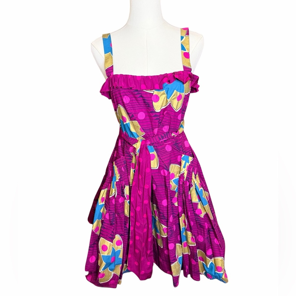 MARC by Marc Jacobs Pink Abstract Print Ruffle Strap Dress Size 4